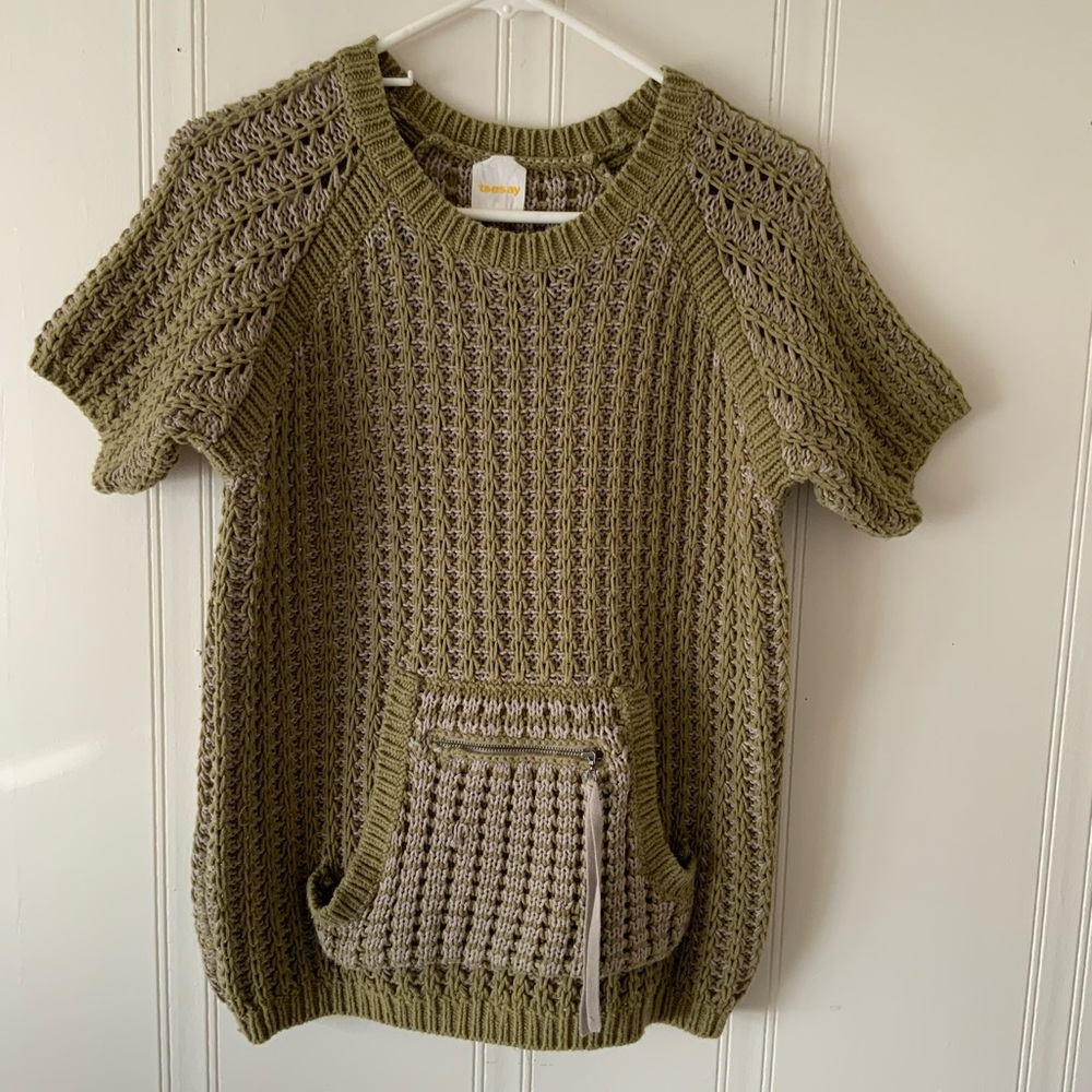 Tsesay Olive and Lavender Knit Pullover
